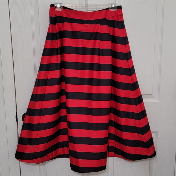 Boden Isabella Cotton Sateen Striped Midi Skirt - Picture 1 of 15